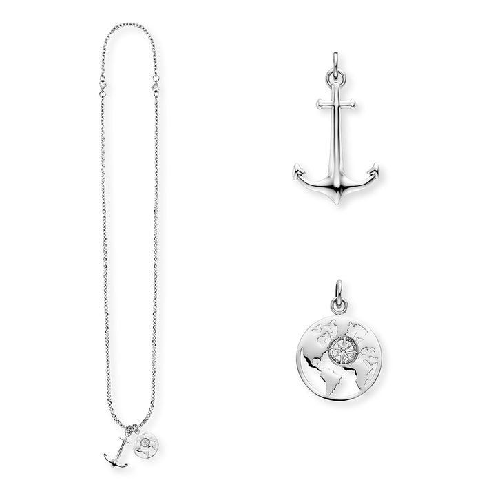 ﻿Save Brave Ankerkette mit Anhängern Anchorworld - Farbe Silber Online Outlet