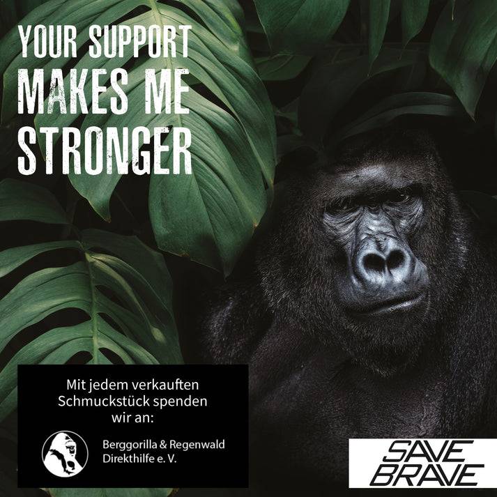 Save Brave Halskette Rano mit schwarzem Anhänger Gorillakopf VIP-Rabatte