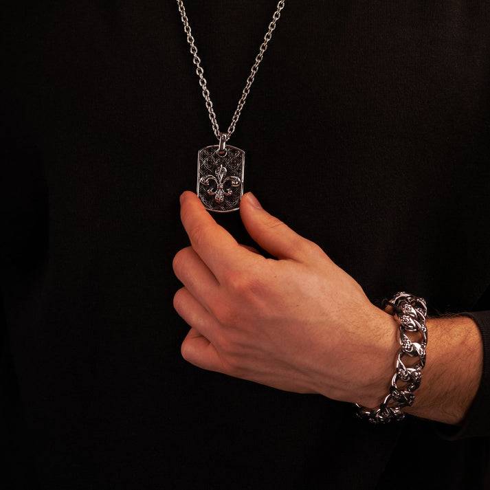 Save Brave Ankerkette Queen mit Dog Tag Anhänger Fleur de Lys Discount Store für neue Produkte