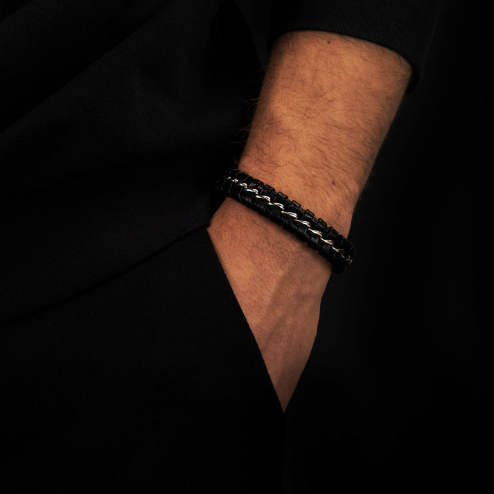 Save Brave Armband Lima aus geflochtenem Leder & Edelstahl Outlet