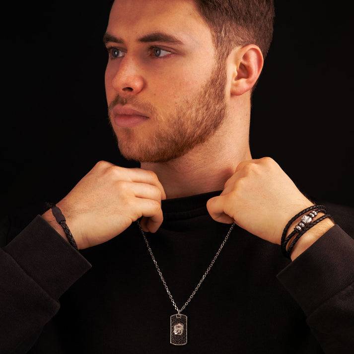 Save Brave Lederarmband Aaron mit Carbonperlen Hotsell