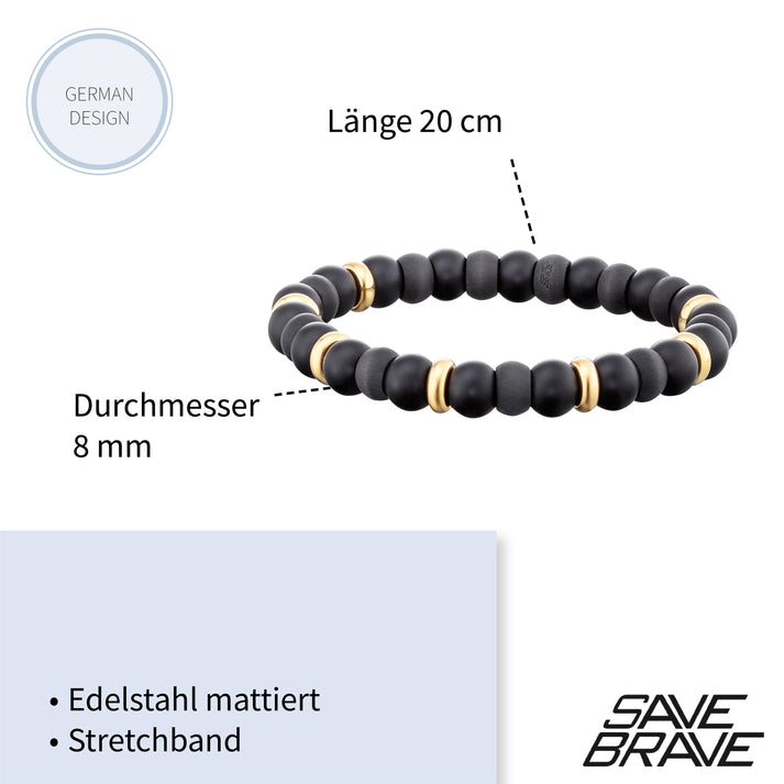 Save Brave Perlenarmband Russell mit Carbon & Edelstahl Rabatt