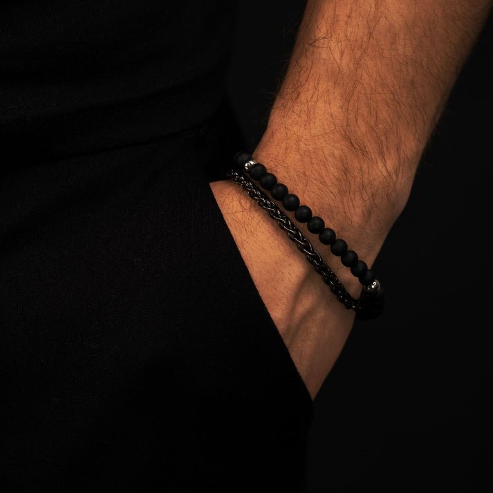 Save Brave Perlenarmband Nico aus Edelstahl & Onyx Günstig kaufen