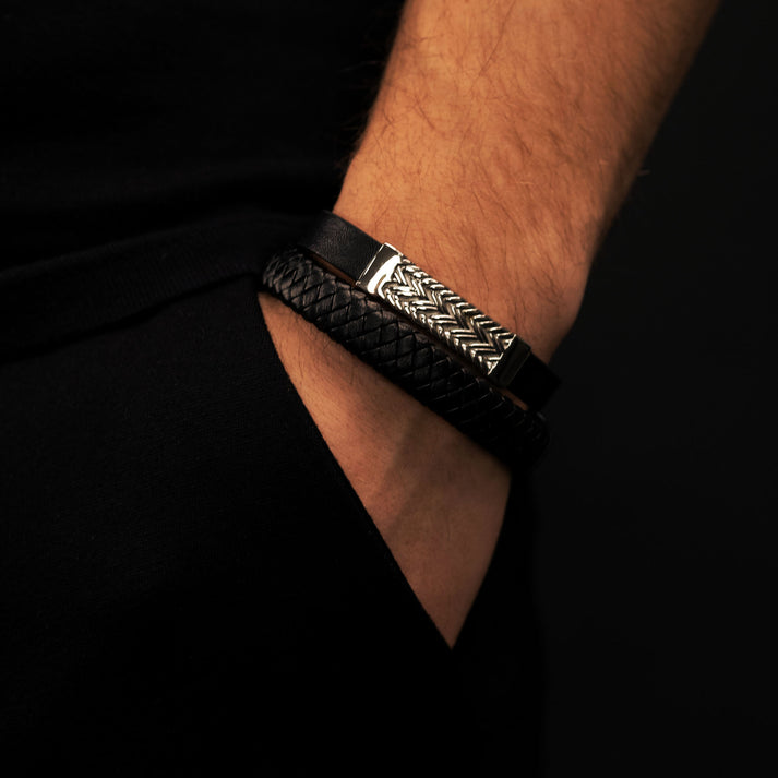 Save Brave Lederarmband Ian mit Edelstahl Begrenztes Angebot