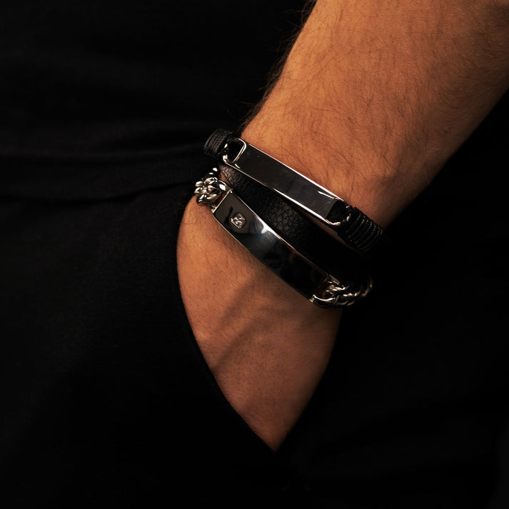 Save Brave Doppeltes Lederarmband Mason mit Edelstahl Große Rabatte