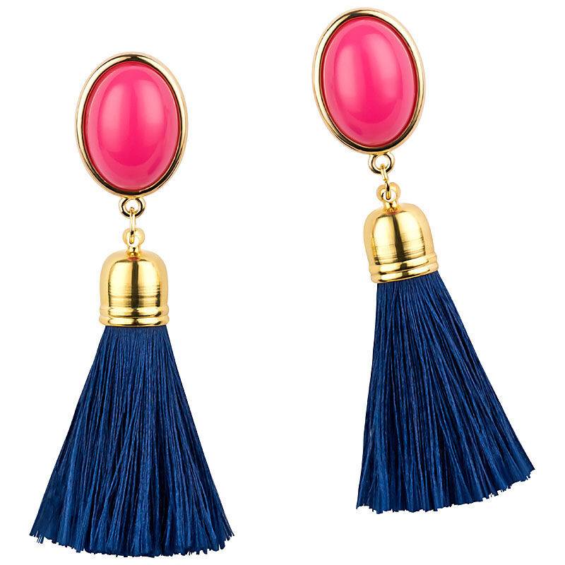 SchwesterSchwester Quasten Ohrringe als Ohrstecker in Pink mit dunkelblauer Quaste von AmuseToi Zeitlich begrenztes Angebot
