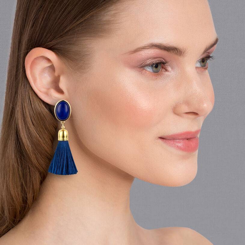 SchwesterSchwester Quasten Ohrringe als Ohrclips in Dunkelblau mit marineblauer Quaste von AmuseToi Hotsell