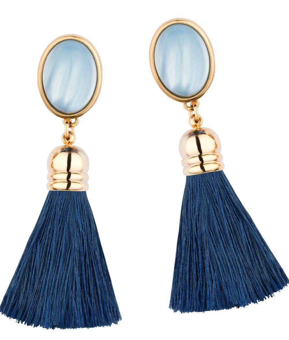 SchwesterSchwester Schimmernde hellblaue Ohrstecker mit marineblauen Quasten Osterangebot