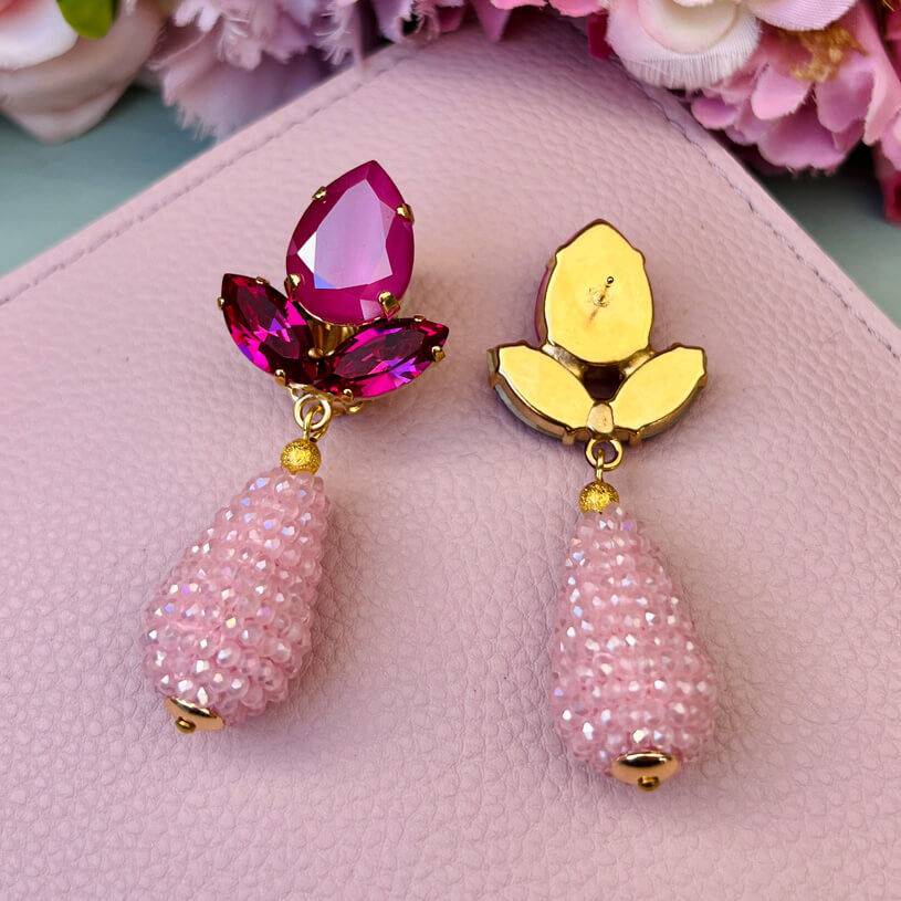 SchwesterSchwester Funkelnde Ohrstecker in Pink mit rosafarbenen Glitzertropfen von AmuseToi Super Sparpreis