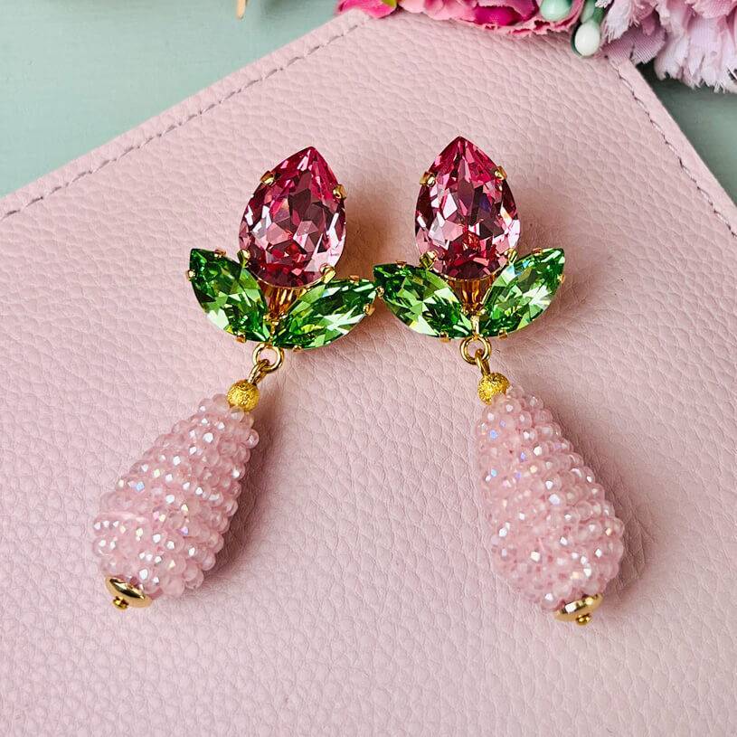 SchwesterSchwester Funkelnde Ohrstecker in Rosa und Grün mit glitzernden Tropfen Black Friday