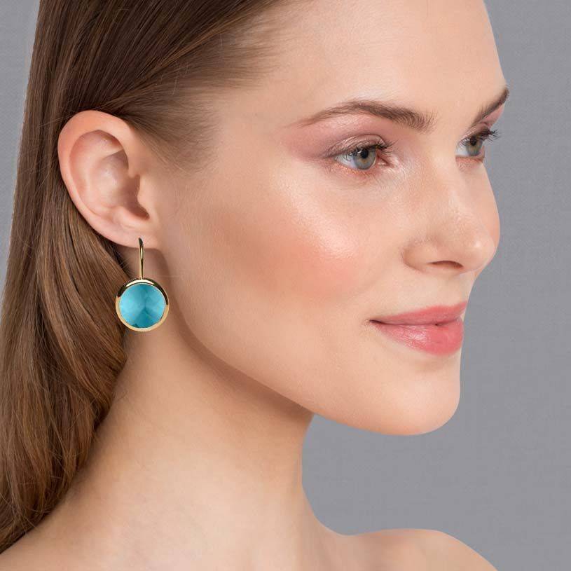 SchwesterSchwester Set aus Ohrhängern mit rundem Kristall in Hellblau und Satin-Haarreif in Hellgrün Heißer Verkauf