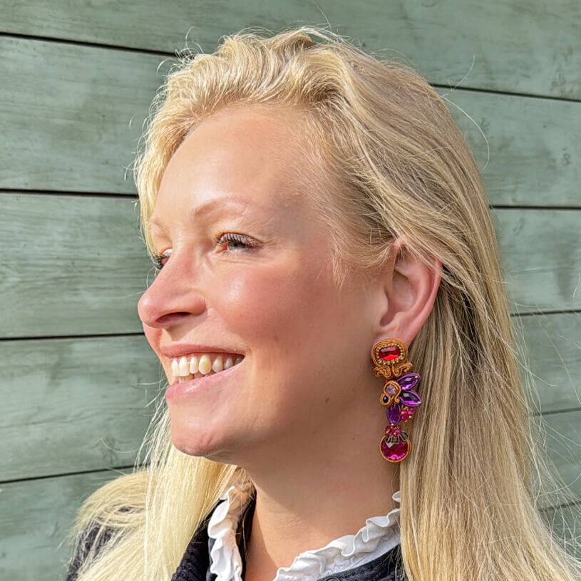 SchwesterSchwester Vorbestellbar - Dekorative Soutache-Ohrstecker in Orange und Pink Riesige Ersparnisse