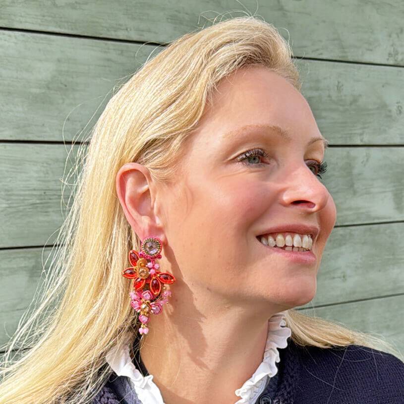 SchwesterSchwester Vorbestellbar - Große Soutache-Ohrringe in Pink, Rosa und Orange Blitzverkäufe