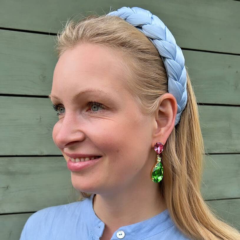 SchwesterSchwester Funkelnde Ohrstecker mit Glas-Kristallen in Grün und Rosa Heißer Verkauf
