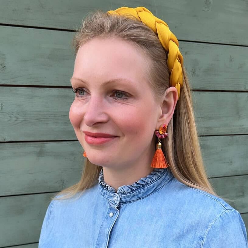 SchwesterSchwester Glitzernde Ohrstecker mit Glas-Kristallen in Pink und Orange mit edler Quaste Neueste Mode