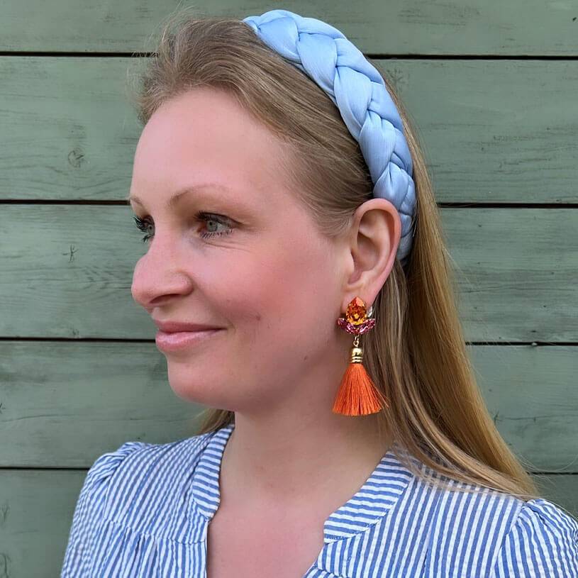 SchwesterSchwester Glitzernde Ohrstecker mit Glas-Kristallen in Pink und Orange mit edler Quaste Neueste Mode