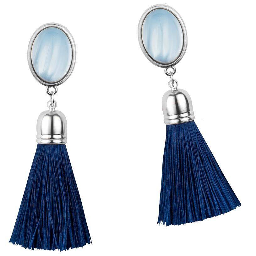 SchwesterSchwester Schimmernde hellblaue Ohrstecker mit marineblauen Quasten in Silberfarben Zeitlich begrenztes Angebot
