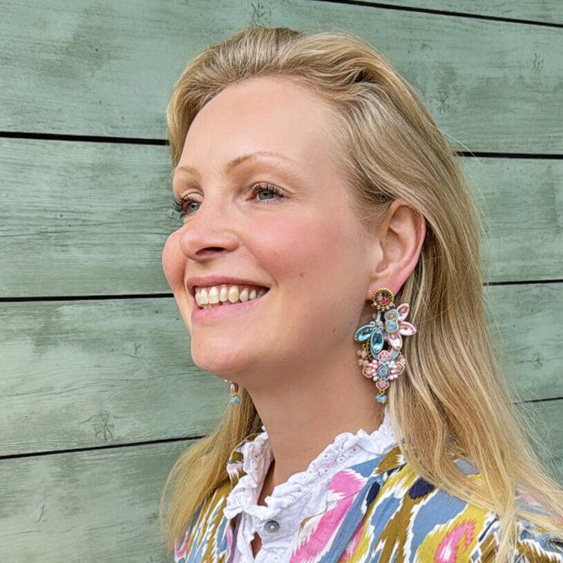 SchwesterSchwester Große Soutache-Ohrringe in Zartrosa und Zartblau Riesige Rabatte