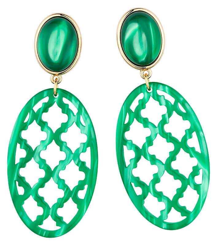 SchwesterSchwester Vergoldete Ohrstecker in schimmerndem Dunkelgrün mit schönem Oval im Marrakesch-Stil von AmuseToi im Angebot