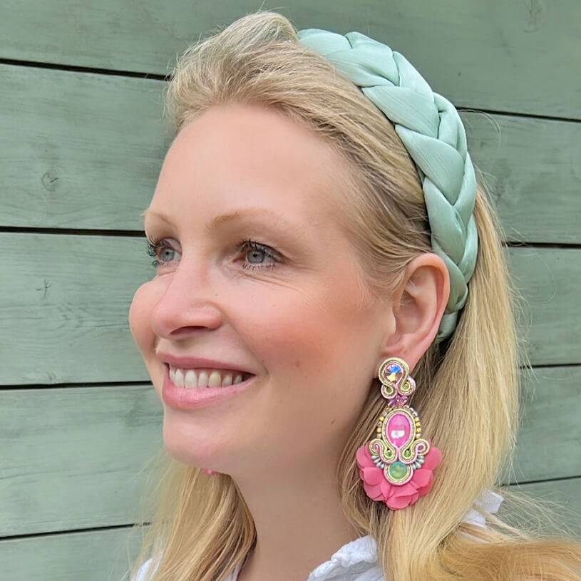 SchwesterSchwester Außergewöhnliche Soutache-Ohrringe in Rosa Begrenzte Freigabe