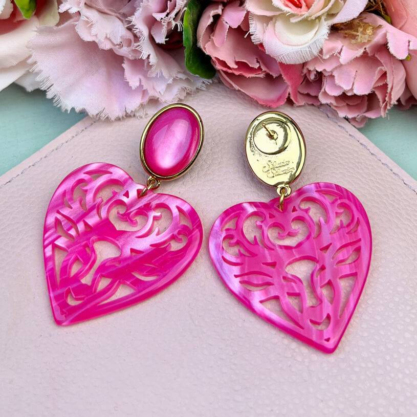 SchwesterSchwester Pinke Hirsch-Ohrringe mit Herz-Ornament von AmuseToi Letzte 3 Tage