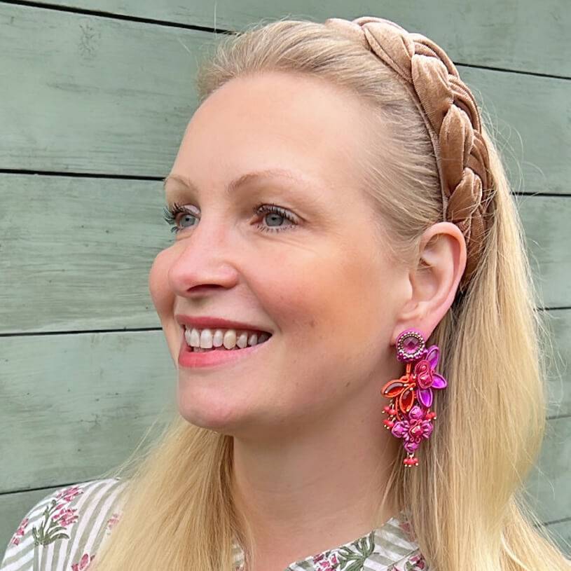 SchwesterSchwester Große Soutache-Ohrringe in Pink, Orange und Violett Outlet