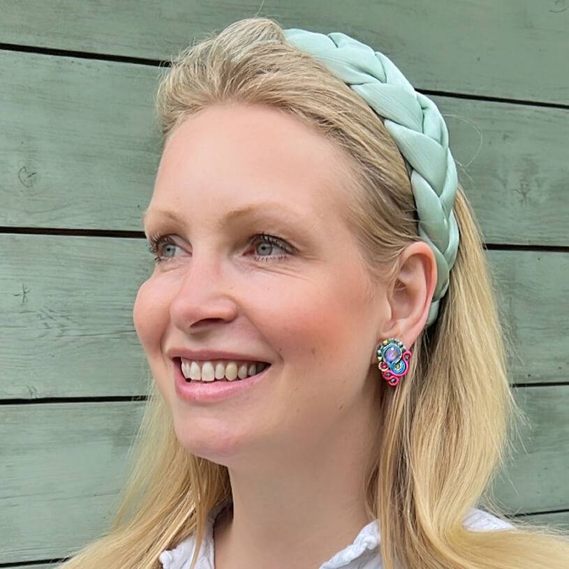 SchwesterSchwester Schöne Soutache-Ohrringe in Pink und Blau Blitzverkäufe