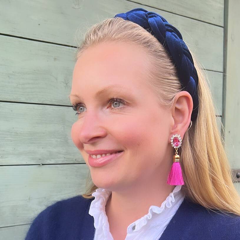 SchwesterSchwester Edel funkelnde Ohrstecker in Pink mit Quaste Große Rabatte