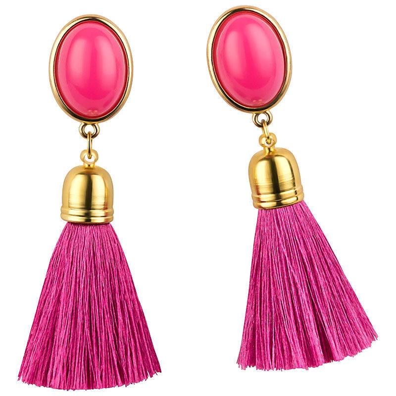 SchwesterSchwester Quasten Ohrringe als Ohrstecker in Pink mit pinkfarbener Quaste von AmuseToi Saisonale Angebote