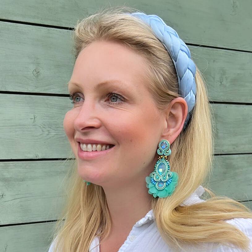 SchwesterSchwester Außergewöhnliche Soutache-Ohrringe in Türkis Wochenangebot