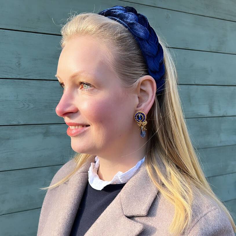 SchwesterSchwester Hübsche Soutache-Ohrstecker mit blauen Kristallen und Tropfen Vierteljährliche Förderung